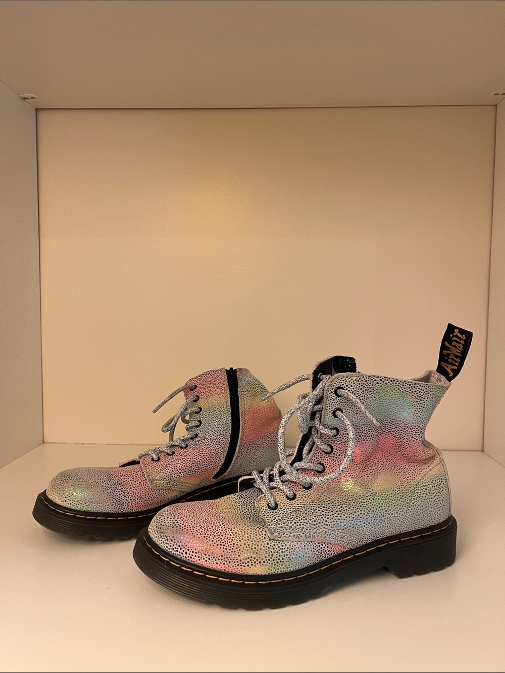 Dr. Martens Kids Pastel Rainbow Lace-Up Boots